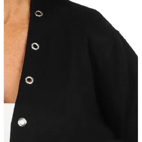 Grommet Trim Long Sleeve Cardigan MEDIUM PETITE (555) - Picture 7 of 7